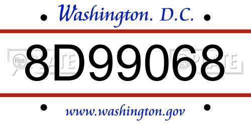 8D99068 District Of Columbia License Plate