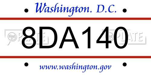 8DA140 District Of Columbia License Plate
