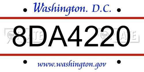 8DA4220 District Of Columbia License Plate