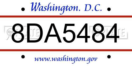 8DA5484 District Of Columbia License Plate