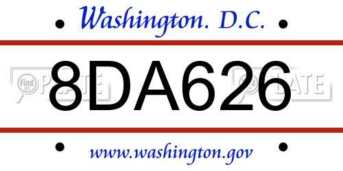 8DA626 District Of Columbia License Plate