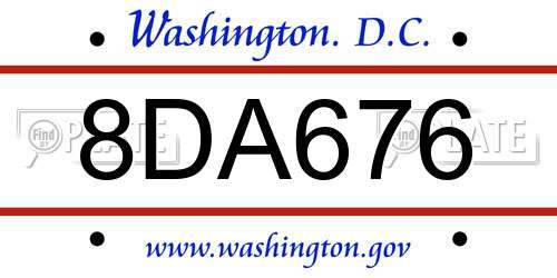8DA676 District Of Columbia License Plate