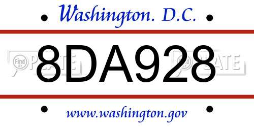 8DA928 District Of Columbia License Plate
