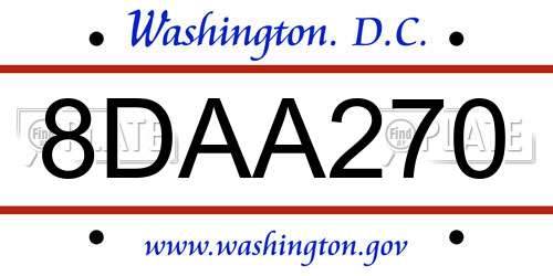 8DAA270 District Of Columbia License Plate
