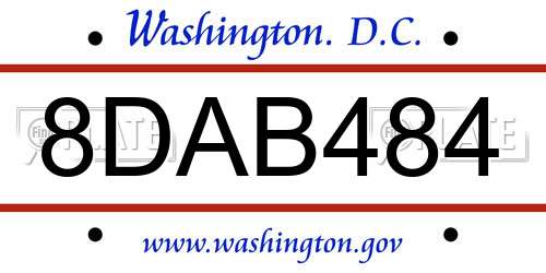 8DAB484 District Of Columbia License Plate