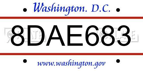 8DAE683 District Of Columbia License Plate