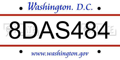 8DAS484 District Of Columbia License Plate