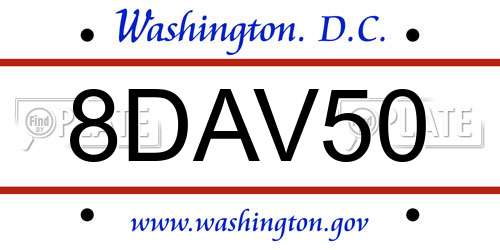8DAV50 District Of Columbia License Plate