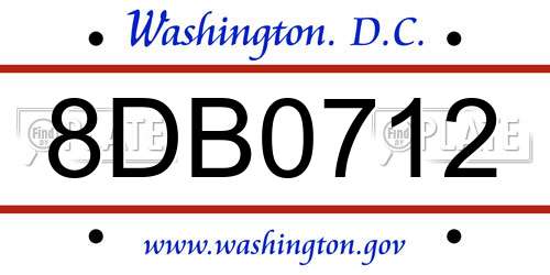 8DB0712 District Of Columbia License Plate