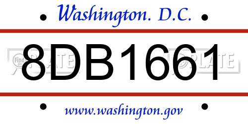 8DB1661 District Of Columbia License Plate