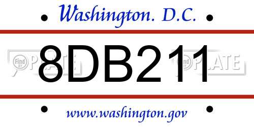 8DB211 District Of Columbia License Plate