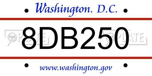 8DB250 District Of Columbia License Plate