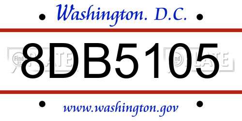 8DB5105 District Of Columbia License Plate