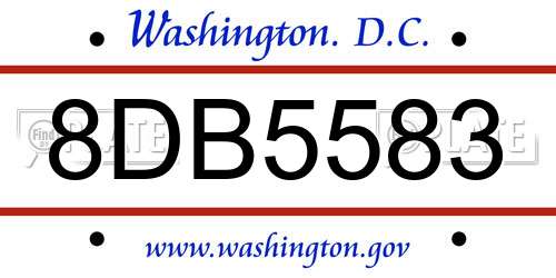 8DB5583 District Of Columbia License Plate