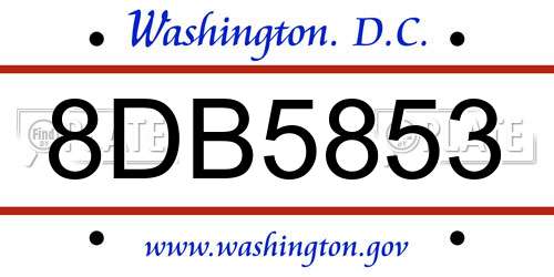 8DB5853 District Of Columbia License Plate