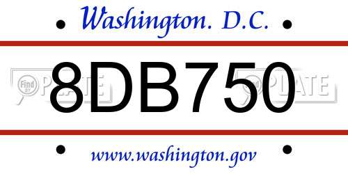 8DB750 District Of Columbia License Plate