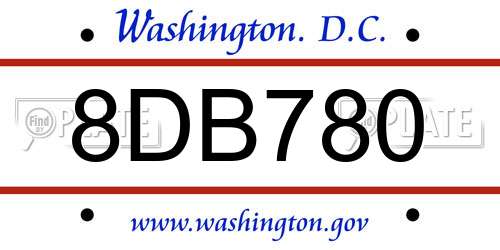 8DB780 District Of Columbia License Plate