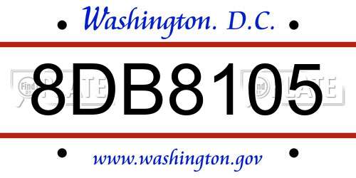 8DB8105 District Of Columbia License Plate