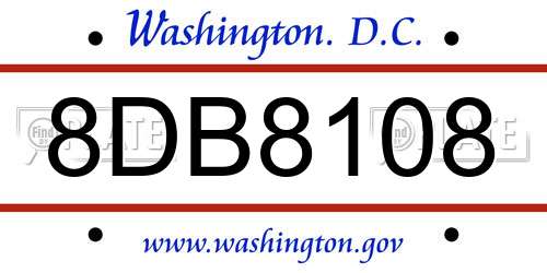 8DB8108 District Of Columbia License Plate