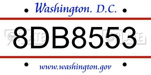 8DB8553 District Of Columbia License Plate