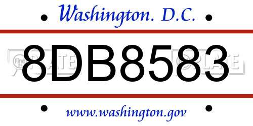 8DB8583 District Of Columbia License Plate