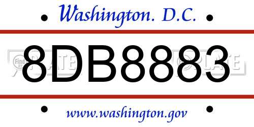 8DB8883 District Of Columbia License Plate