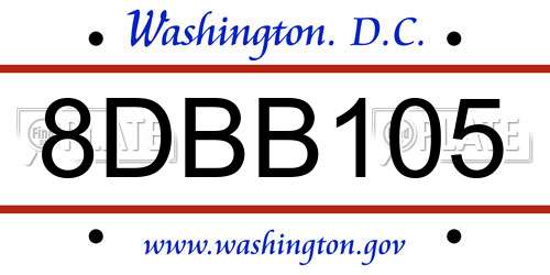 8DBB105 District Of Columbia License Plate