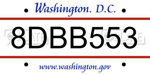 8DBB553 District Of Columbia License Plate
