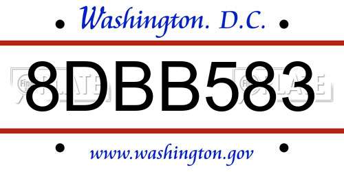 8DBB583 District Of Columbia License Plate