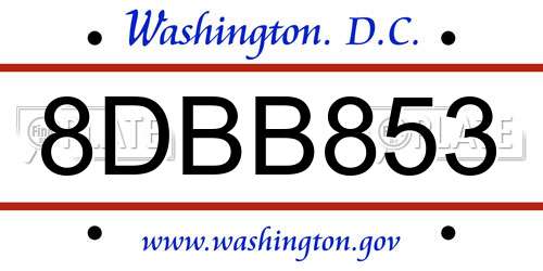 8DBB853 District Of Columbia License Plate