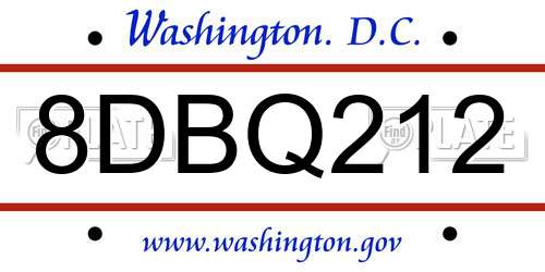 8DBQ212 District Of Columbia License Plate