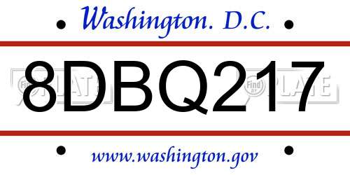 8DBQ217 District Of Columbia License Plate