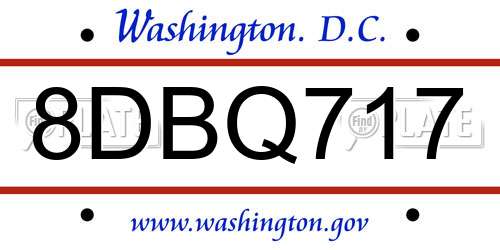8DBQ717 District Of Columbia License Plate