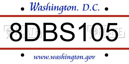 8DBS105 District Of Columbia License Plate