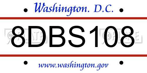 8DBS108 District Of Columbia License Plate