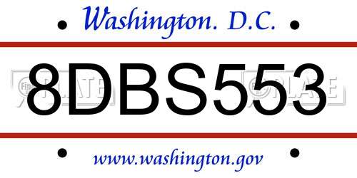 8DBS553 District Of Columbia License Plate