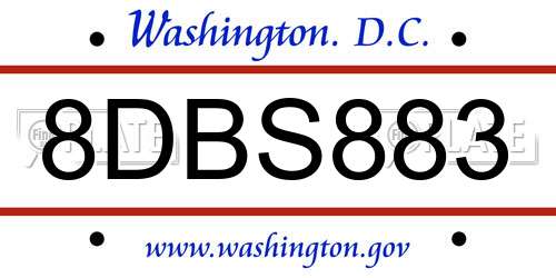 8DBS883 District Of Columbia License Plate
