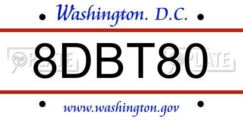 8DBT80 District Of Columbia License Plate