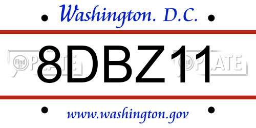 8DBZ11 District Of Columbia License Plate
