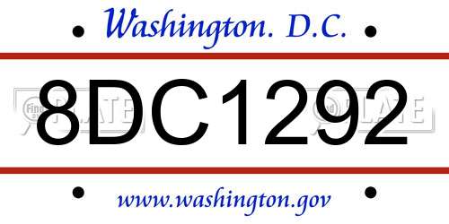 8DC1292 District Of Columbia License Plate
