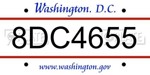 8DC4655 District Of Columbia License Plate