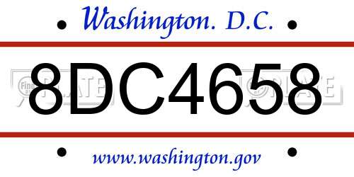 8DC4658 District Of Columbia License Plate