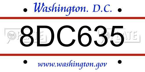 8DC635 District Of Columbia License Plate