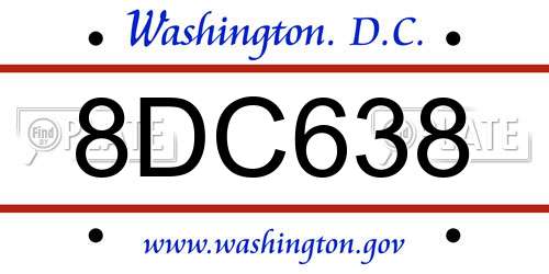 8DC638 District Of Columbia License Plate