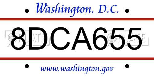 8DCA655 District Of Columbia License Plate