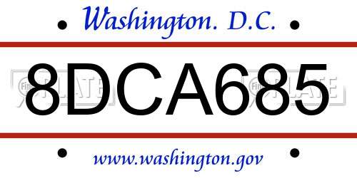 8DCA685 District Of Columbia License Plate