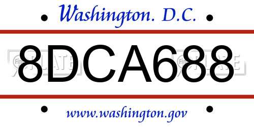 8DCA688 District Of Columbia License Plate