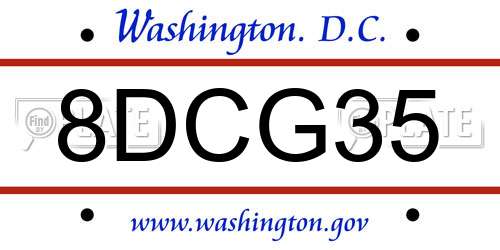 8DCG35 District Of Columbia License Plate