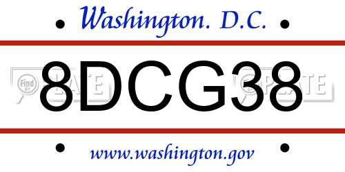 8DCG38 District Of Columbia License Plate
