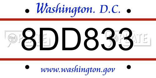 8DD833 District Of Columbia License Plate